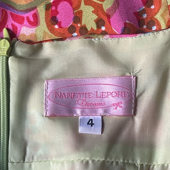 Nanette Lepore VINTAGE 100% Silk Dress 90s Vibrant Multicolor Sleeveless Retro 4 - Picture 6 of 7